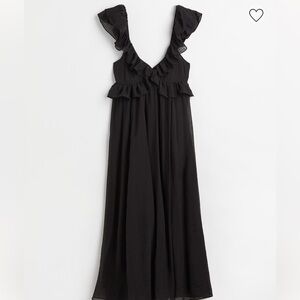 H&M Lyocell-blend Ruffled black Floral Dress